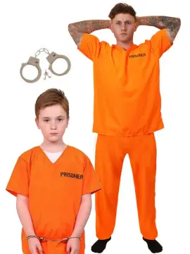 Prisoner Costume Pants, Jail Prison Halloween Kids Leggings, Black