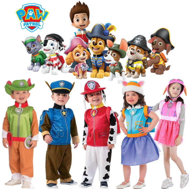 Kids Paw Patrol Cosplay Costume With Bag Hats Patrol Dog Chase Marshall ...