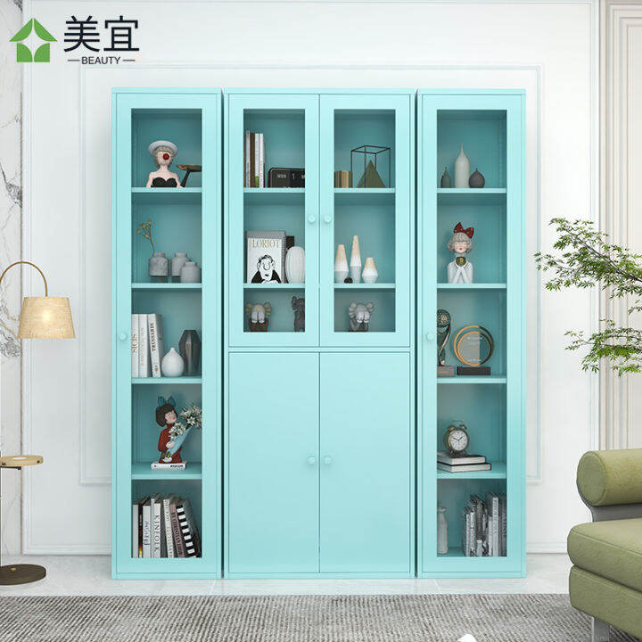 Iron Bookcase Glass Door Display Simple Household Children's