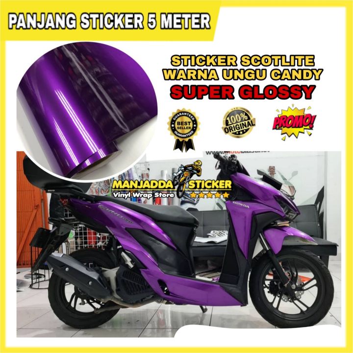 Stiker Skotlet Motor Warna Ungu Candy Super Glossy Panjang Meter Lazada Indonesia