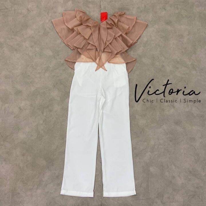 เซตกางเกง-ป้าย-victoria-sz-l-สีน้ำตาล