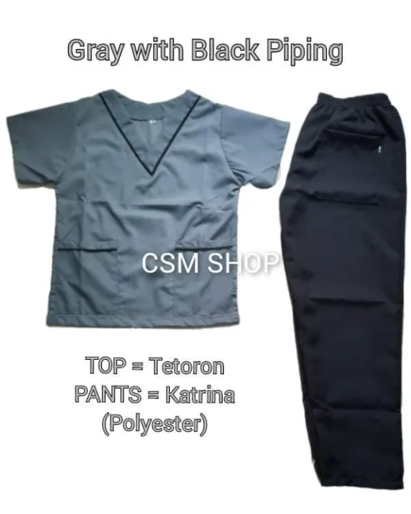 Scrub Suit Set Gray With Piping Tetoronkatrina Fabric Lazada Ph 2507