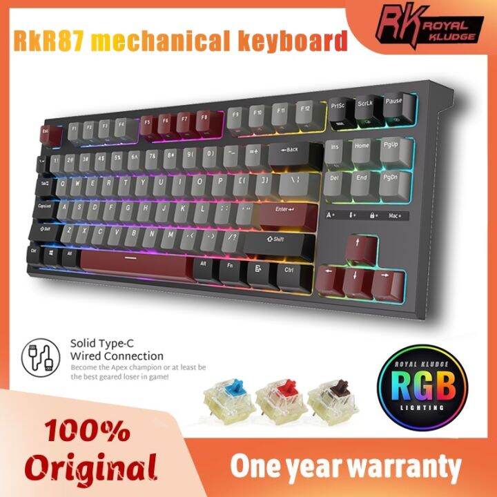 RKR87 RK Royal Kludge 87 Key Wired RGB 80% HotSwap USB TO C Compatible ...