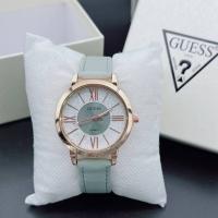 นาฬิกา Guess หน้าปัดกลม สายหนัง พร้อมกล่องสีดำ มีประกัน