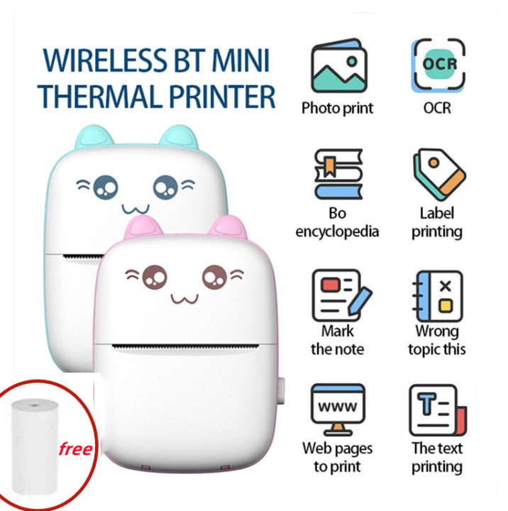 Portable Mini Printer Thermal Bluetooth Printer Cartoon Mini Portable  Printer Bluetooth Buat HP Printer Bluetooth Mini HP Portabel Printer  Termal Printer Scan Dan Foto Copy Pertanyaan Yang Salah Mencetak Label Memo 