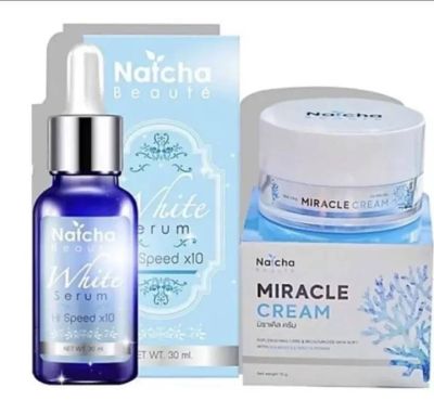 เช็ตคู่จิ้น Natcha White Serum เซรั่มสลายฝ้าณัชชาไวท์เซรั่ม 30 ml. เซรั่มณัชชา...ครีมครีมณัชชา Natcha Miracle Cream 18