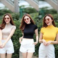 Candy Crop Top น่ารักมาก ครอปคอสูงผ้านุ่มใส่สบายตัวแบบมีสไตล์?พร้อมส่ง?