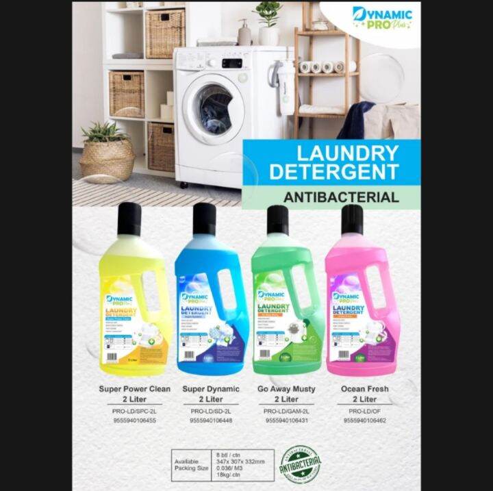 Dynamic Pro Laundry Detergent Antibacterial 2 Litre /Remove Odour/Pembasuh Baju/Sabun Basuh Baju