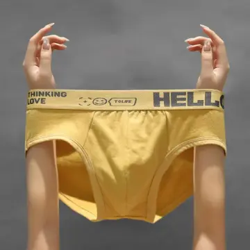 Men Sexy Underwear Letter Pure Color Boxer Briefs Shorts Bulge Pouch  Underpants