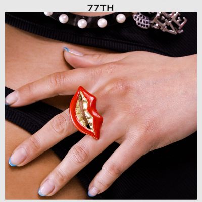77th red lips smile ring แหวนปากทาลิปสติกสีแดง