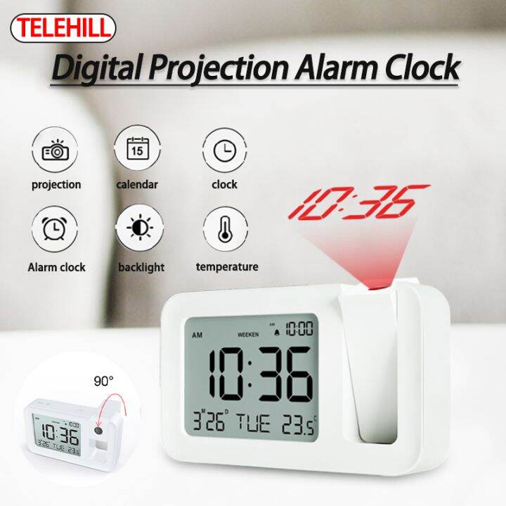 Digital Projection Alarm Clock Temperature/Time/Date Display Desk LED
