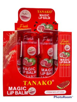 ราคายกกล่อง(12แท่ง)ลิปมัน ลิปบาล์ม สีแดงแตงโมน่ารัก Tanako