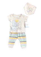 Disney baby แท้?ลายดัมโบ้สีเทาเซ็ต3ชิ้น เสื้อ กางเกงขายาว พร้อมผ้ากันเปื้อน ไซส์0-12เดือน