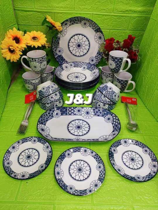 JAPANESE DINNER PLATE SET BABASAGIN 22PCS SET WITH SPOON AND PORK 24PCS