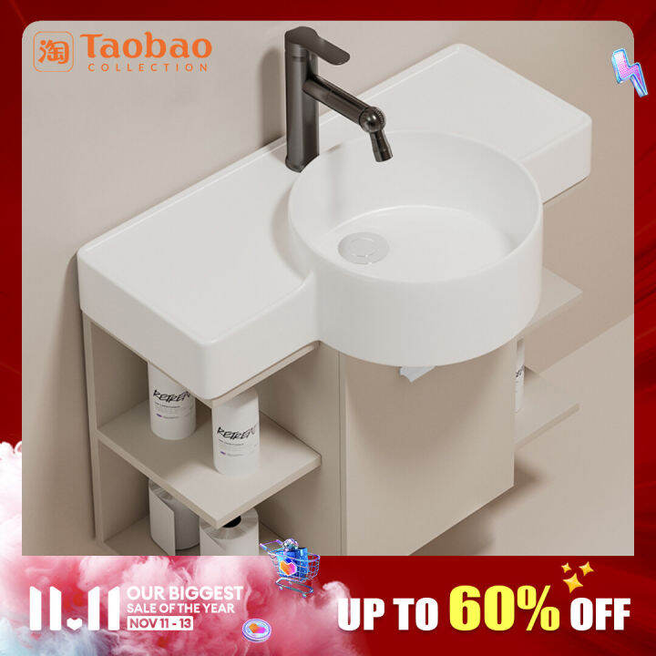 Small Apartment Cream Style WallMounted Ceramic Wash Basin