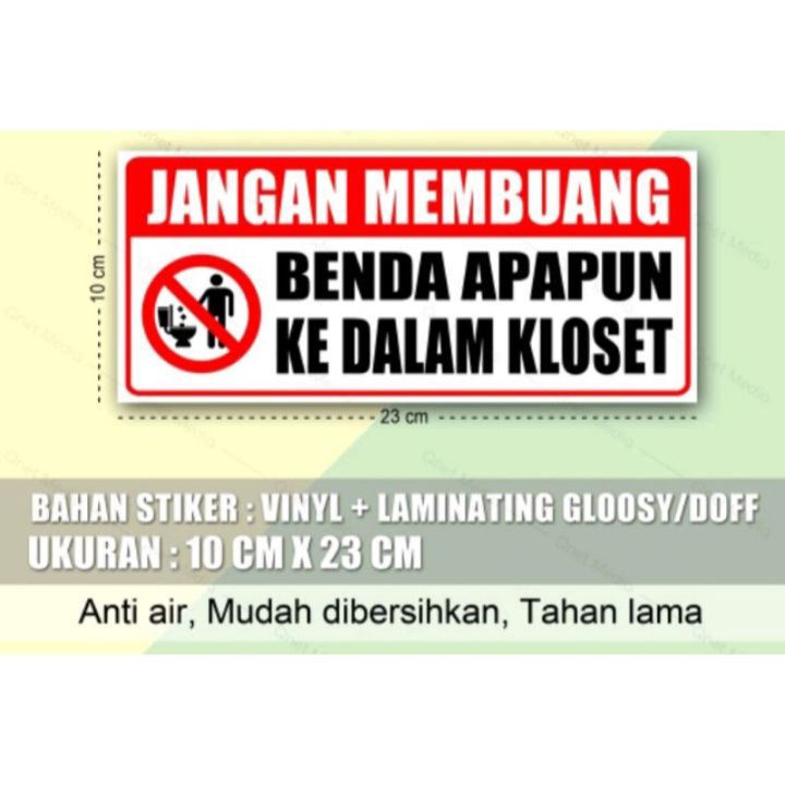 STIKER JANGAN MEMBUANG BENDA APAPUN KEDALAM KLOSET | Lazada Indonesia