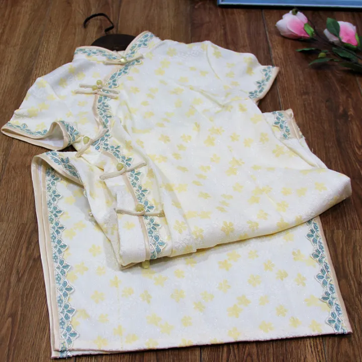 Cheongsam 2022 New Summer Lace Hemming Buckle Modified Long Young Large