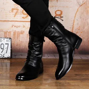 Mens high top deals leather boots