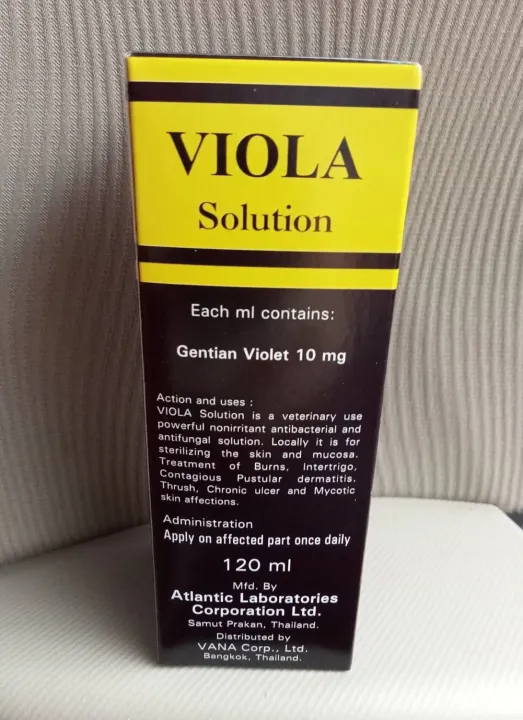 ไวโอล่า Viola solution บรรจุ 120 ml. ขน้ำสีม่วง สำหรับ สัตว์ เป็นตัวทา