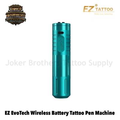 เครื่องสัก EZ EvoTech สีฟ้า Wireless Battery Tattoo Pen Machine