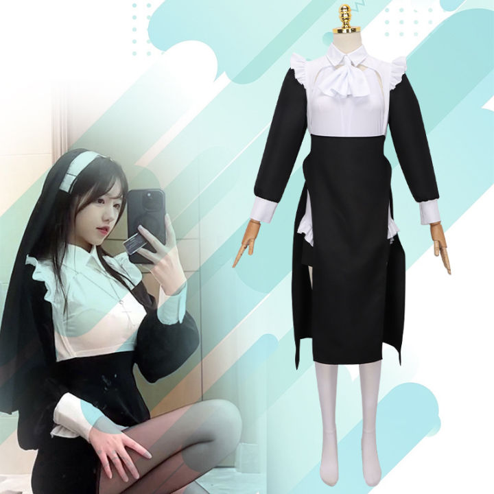 Lace Nuns Outfit Cos Sexy Tight Chowbie Crossdress Halloween Nun Uniform Performance Cosplay