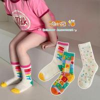 ถุงเท้า ผ้าฝ้าย แบบบาง ระบายอากาศได้ดี สไตล์เกาหลี ถุงเท้าเด็กผู้หญิงKorean Alphabet Childrens Socks Girls Fashion Socks Cute Childrens Socks