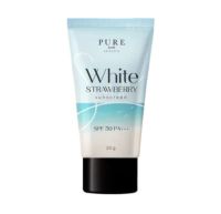 กันแดดเพียว กันแดดผสมรองพื้น พร้อมบำรุง Pure Withe Strawberry Sunscreen SPF 50pa+++ 20g เพียวกันแดด