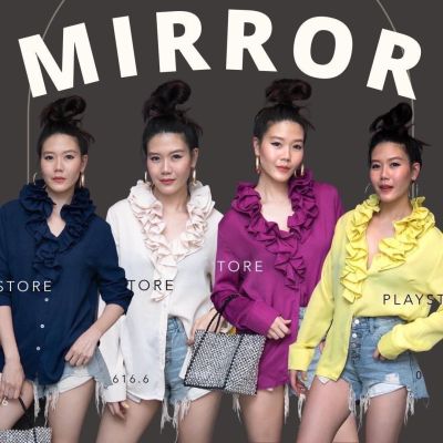 🏷️Mirrorsister #00616.6 เสื้อคอพวงมาลัย เสื้อคอระบาย เสื้อแขนยาว เสื้อทำงาน เสื้อออกงาน เสื้อสวย เสื้อน่ารัก