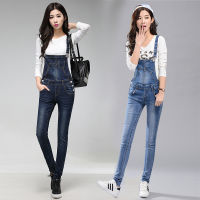 ร้อน, ร้อน★Denim Suspender Pants for Women 2021autumn New Pants High Waist Slimming Popular All-Matching Stretch Slim Fit Super Hot Pants