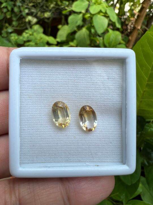 ซิทริน-พลอย-แท้-รูปไข่-8x6-มม-mm-2-เม็ด-ธรรมชาติ-100-natural-citrine-gemstone-oval-shape-2-pcs