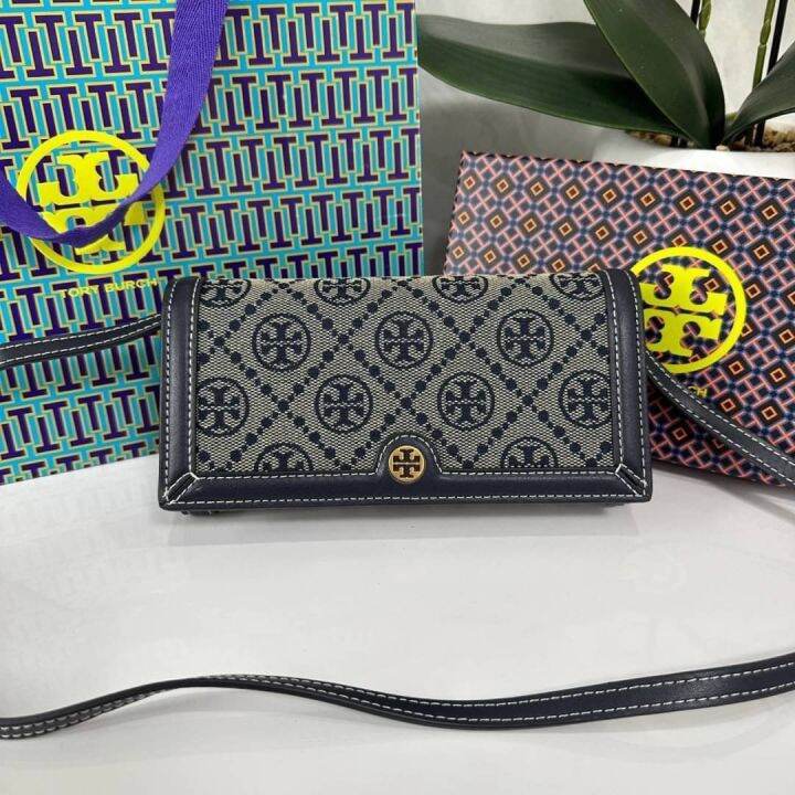 outlet-แท้100-กระเป๋าสตางค์-t-monogram-jacquard-chain-wallet