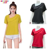 เสื้อยืดคอระบายผู้หญิง สีสันสดใส.Free size:36 - 42 นี้ว