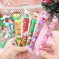การ์ตูนคริสต์มาส Sanrioพร้อมส่ง ปากกาลูกลื่น10สี ขนาด 0.7mm เครื่องเขียนนักเรียน ปากกาหลายสี ปากกาลูกลื่นแบบกด ปากกา ลูก