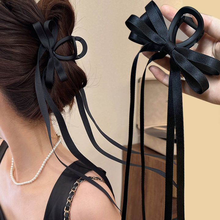 Black Ribbon Hair Clip