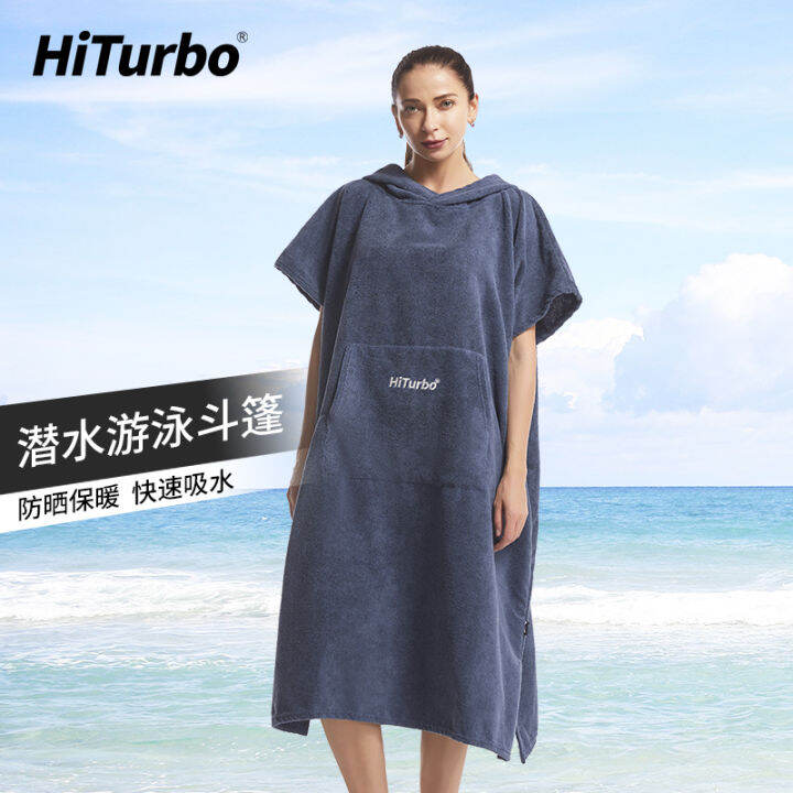 Hiturbo Towel Hooded Cloak Diving Swimming Vacation Travel Beach Scuba
