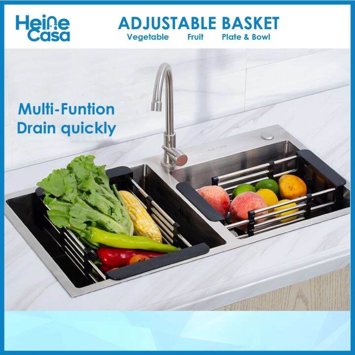 Kitchen Sink Drain Basket Draining Shelf Stainless Steel Sink Sink