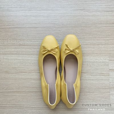 รองเท้าผู้หญิง รุ่นแฟลตบัลเล่ต์ สีเหลือง นุ่มมากก Made in thailand