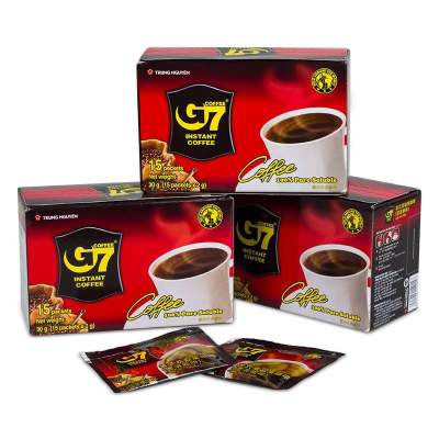 จีเซเว่น กาแฟดำ G7 คอฟฟี่ แบบกล่อง สินค้านำเข้า 2 กรัม x 15 ซอง / G7 Black Coffee 2 g x 15 Units.