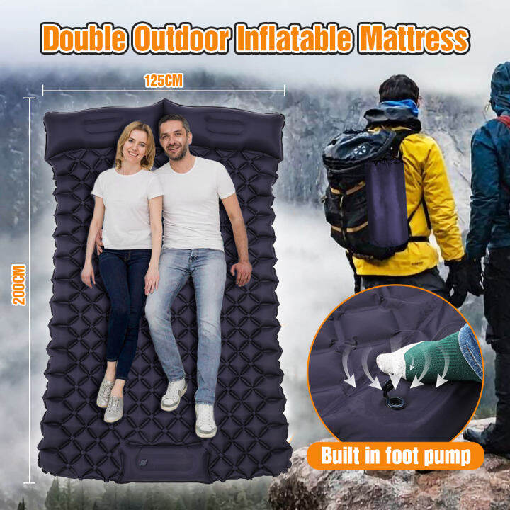 Fast Auto Inflatable Bed Single Double Sleeping Pad Camping Mattress