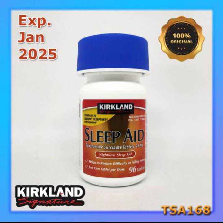Kirkland Signature Sleep Aid 192 Tablets – Doxylamine Succinate 25mg (20mg Dosage Shown) – Travel Size Bundle