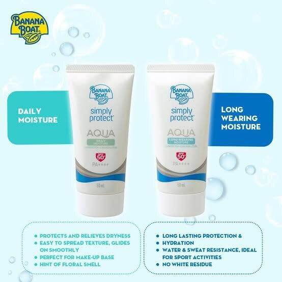 Banana Boat Simply Protect Aqua Sunscreen Lotion SPF50+ 50ML Lazada Indonesia