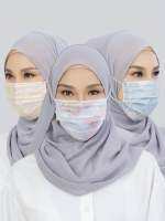 แมส ฮิญาบ mask Jovian แมสคล้องหัว mask hijab แมสฮิญาบ ลายดอกไม้ หนา 3 ชั้น