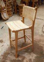 เก้าอี้บาร์ เก้าอี้หวายบาร์ โครงไม้สักแข็งแรง เก้าอี้บาร์คาเฟ่ / Rattan Teak Bar Stool / ส่งฟรีทั่วประเทศ