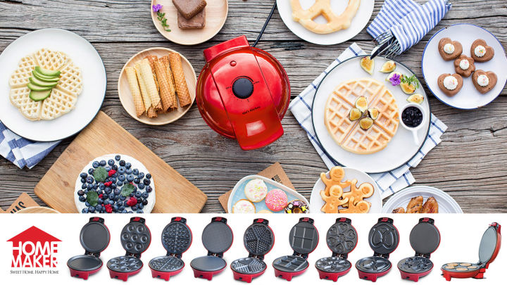 Mai's Kitchen 4 in 1 Multi-functional Cake Maker with Non-stick Multi-Plate  (Waffle + Egg-roll + Donut + Panini) for Breakfast & Tea Break