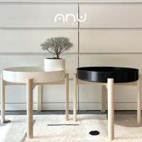 anu.homes|Wooden side table| โต๊ะข้าง หรือ coffee table ขาเป็นไม้ วางที่ห้องนั่งเล่น , ข้างเตียง หรือวางต้นไม้