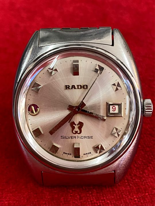 rado-ม้าเงิน-25-jewels-silver-horse-automatic-ตัวเรือนสแตนเลส-นาฬิกาผู้ชาย-มือสองของแท้