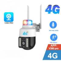 กล้องวงจรปิดใส่ซิมเน็ต 4g กล้องใส่ซิม กล้องวงจรปิด 4g CCTV CAMERA V380 PRO 4G 3MP PTZ Camera Outdoor SIM Card Security Camera CCTV Surveillance Full Color Night Vision Motion Detect