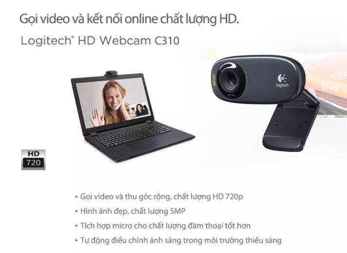 Voucher 15% Max 300k] Webcam Logitech C270 720p HD - Góc Cam 55 Độ.