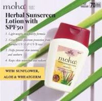 Moha Herbal Sunscreen Lotion SPF50++ PARABEEN &amp; SULPHATE FREEครีมกันแดดสมุนไพรขนาด 100ml เนื้อเบา เกลี่ยง่าย