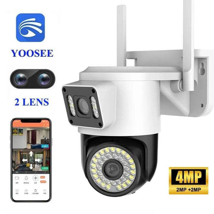 2K 4MP YOOSEE IP Camera Dual Lens PTZ Wifi Camera Dual Screen AI Human